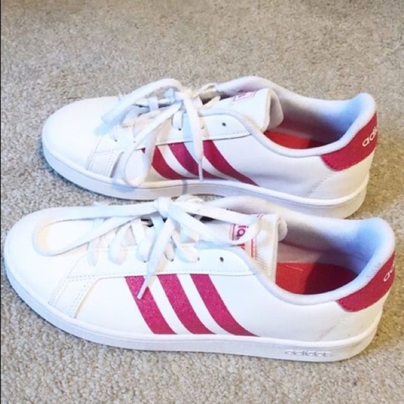 | Shoes | Adidas Grand Court Pink Glitter Sneaker Bg Sz 4 | Poshmark